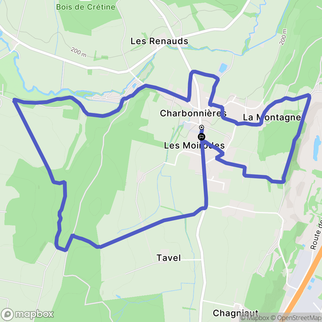 Charbonnières : carte du parcours de randonnée - France