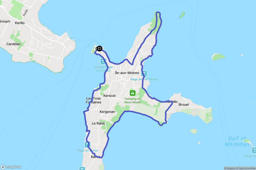 Île-aux-Moines : carte du parcours de randonnée - France