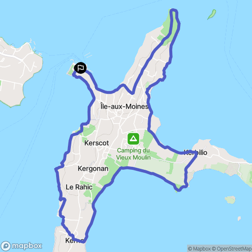 Île-aux-Moines : carte du parcours de randonnée - France