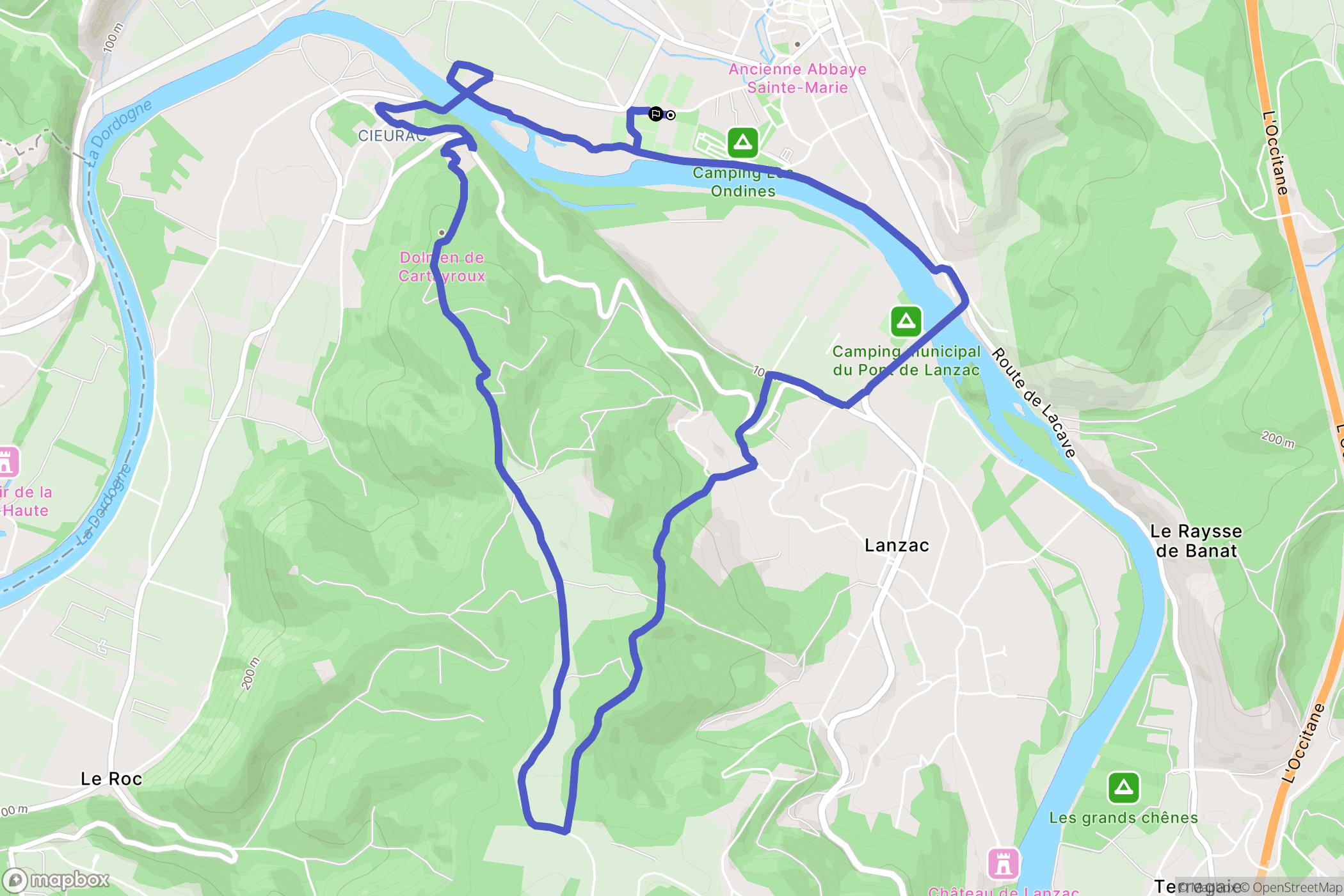 Souillac : carte du parcours de randonnée - France