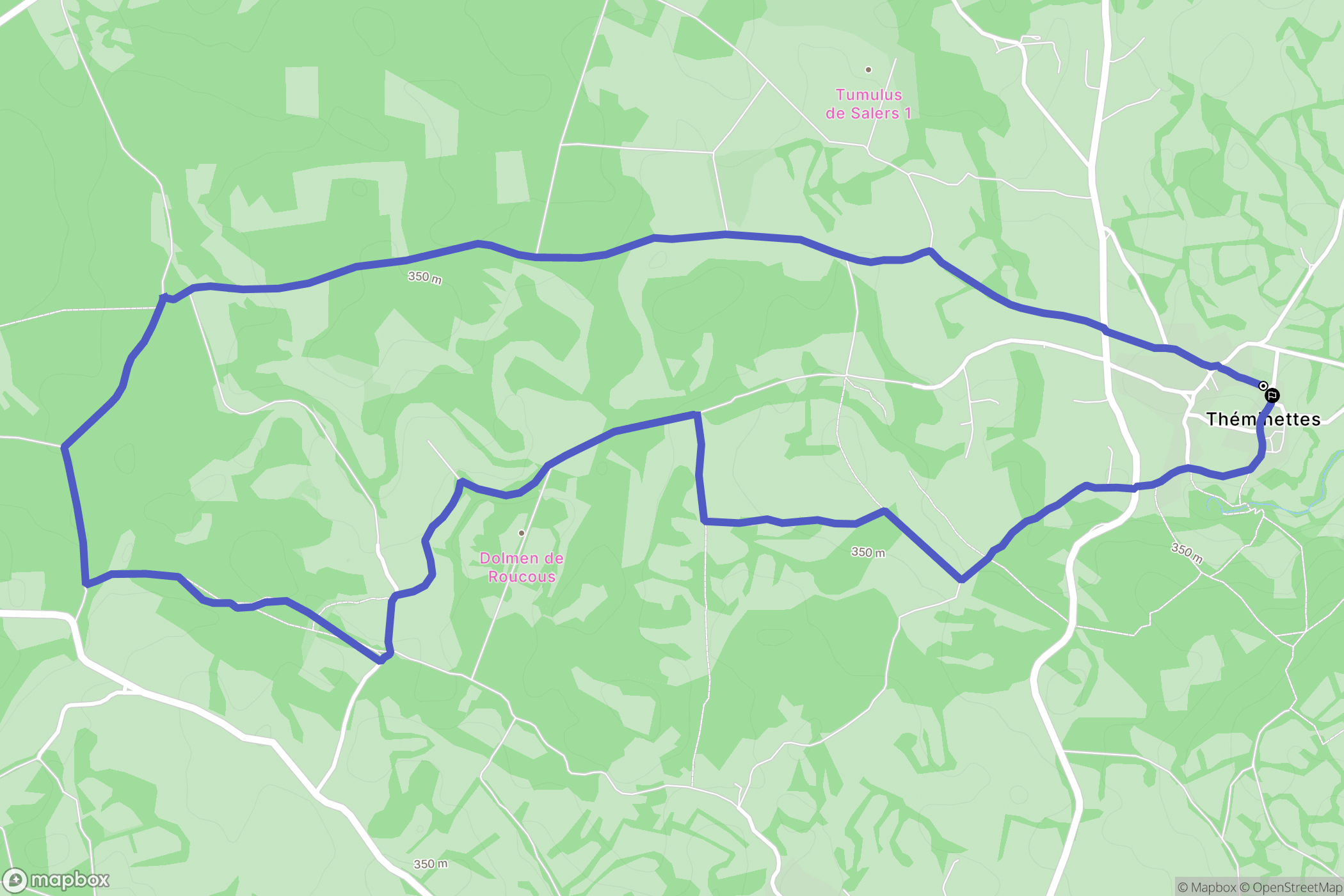 Théminettes : carte du parcours de randonnée - France