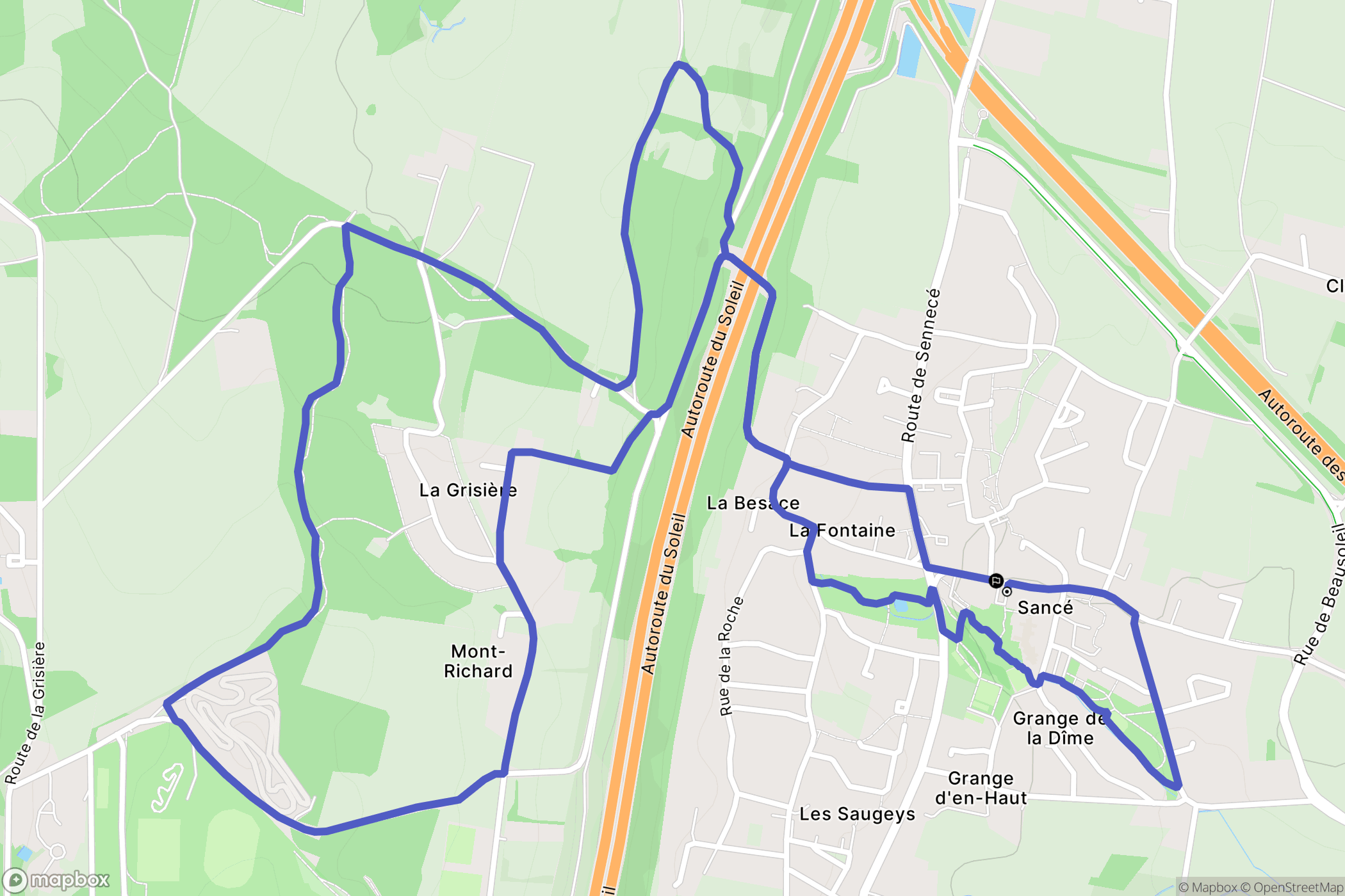 Sancé : carte du parcours de randonnée - France