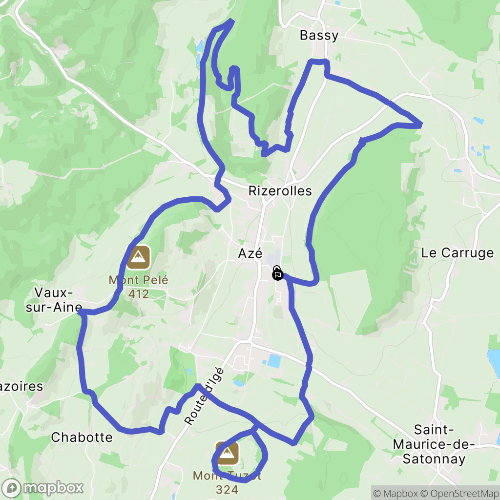 Azé : carte du parcours de randonnée - France
