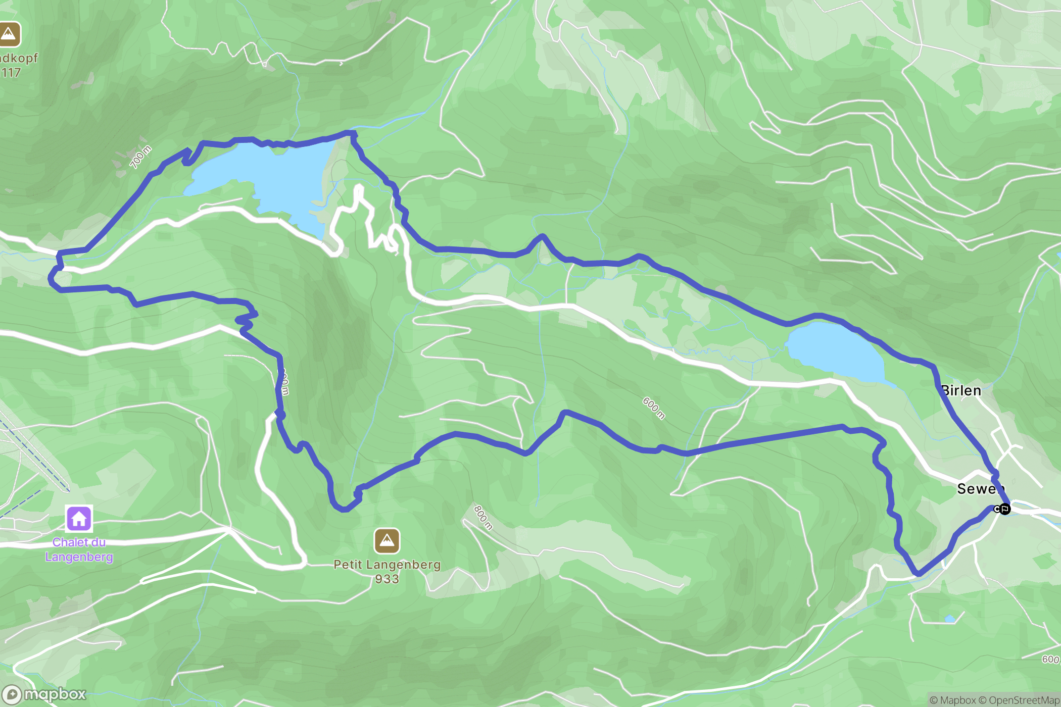 Sewen : carte du parcours de randonnée - France