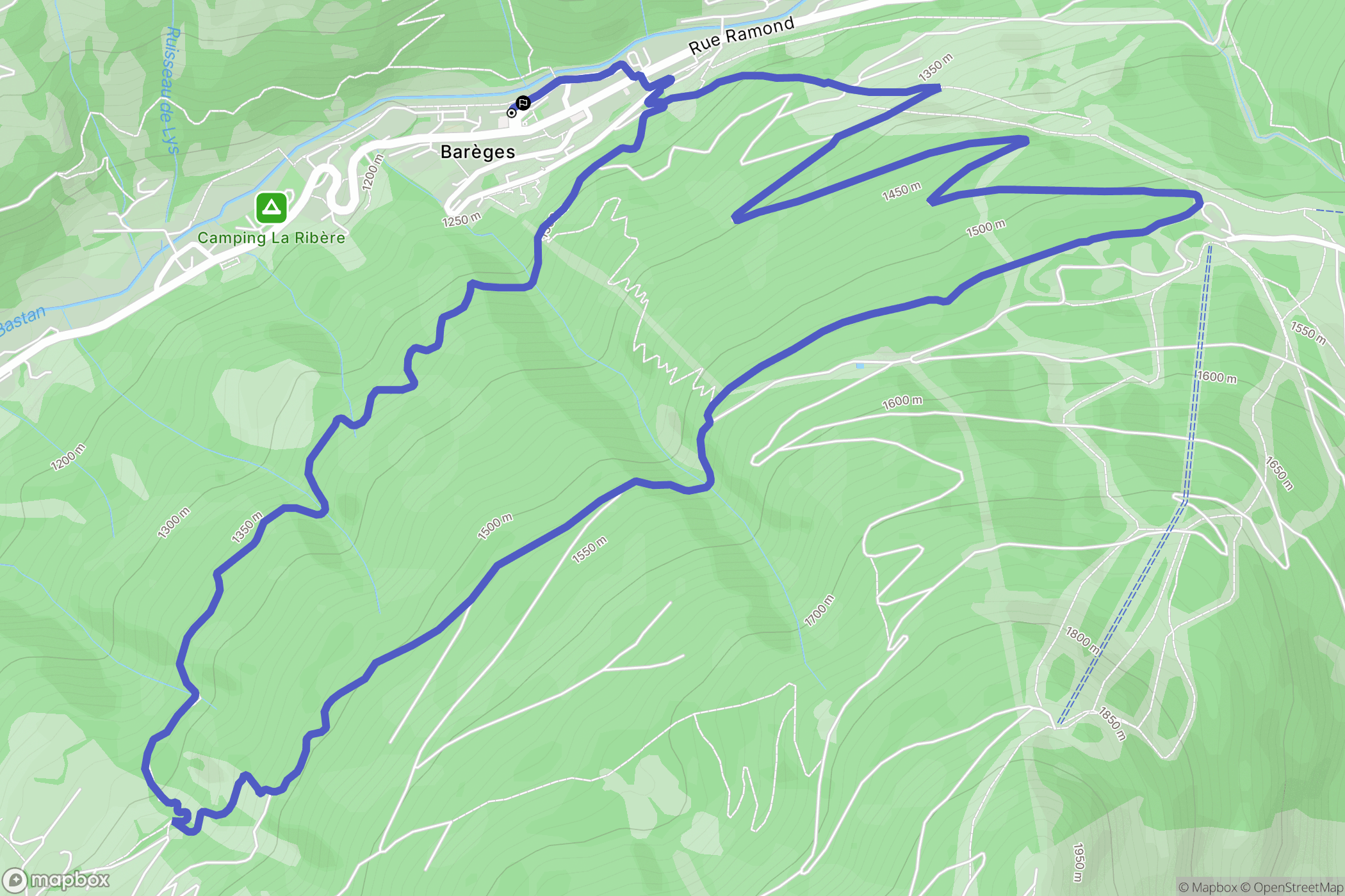 Barèges : carte du parcours de randonnée - France
