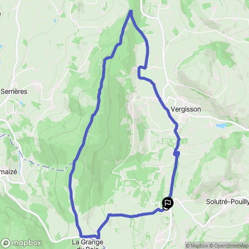 Solutré-Pouilly : carte du parcours de randonnée - France