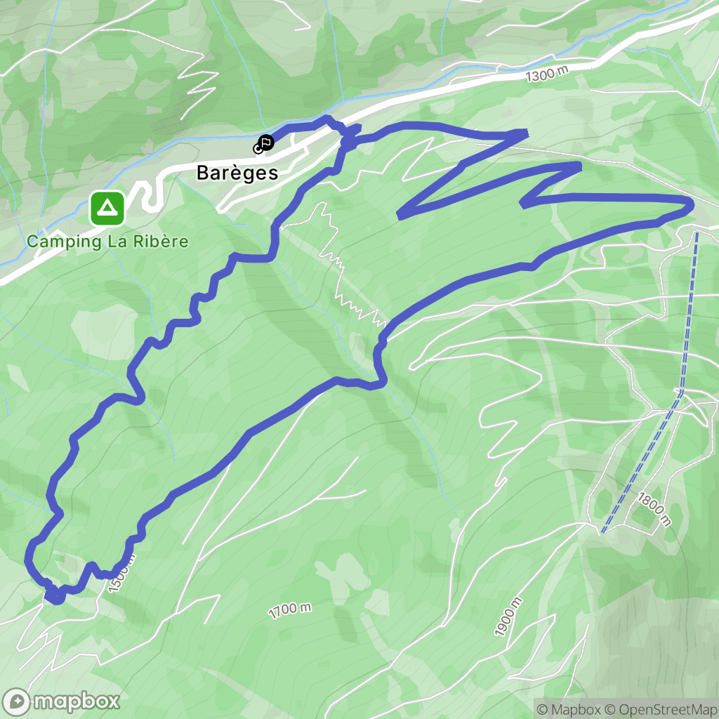 Barèges : carte du parcours de randonnée - France