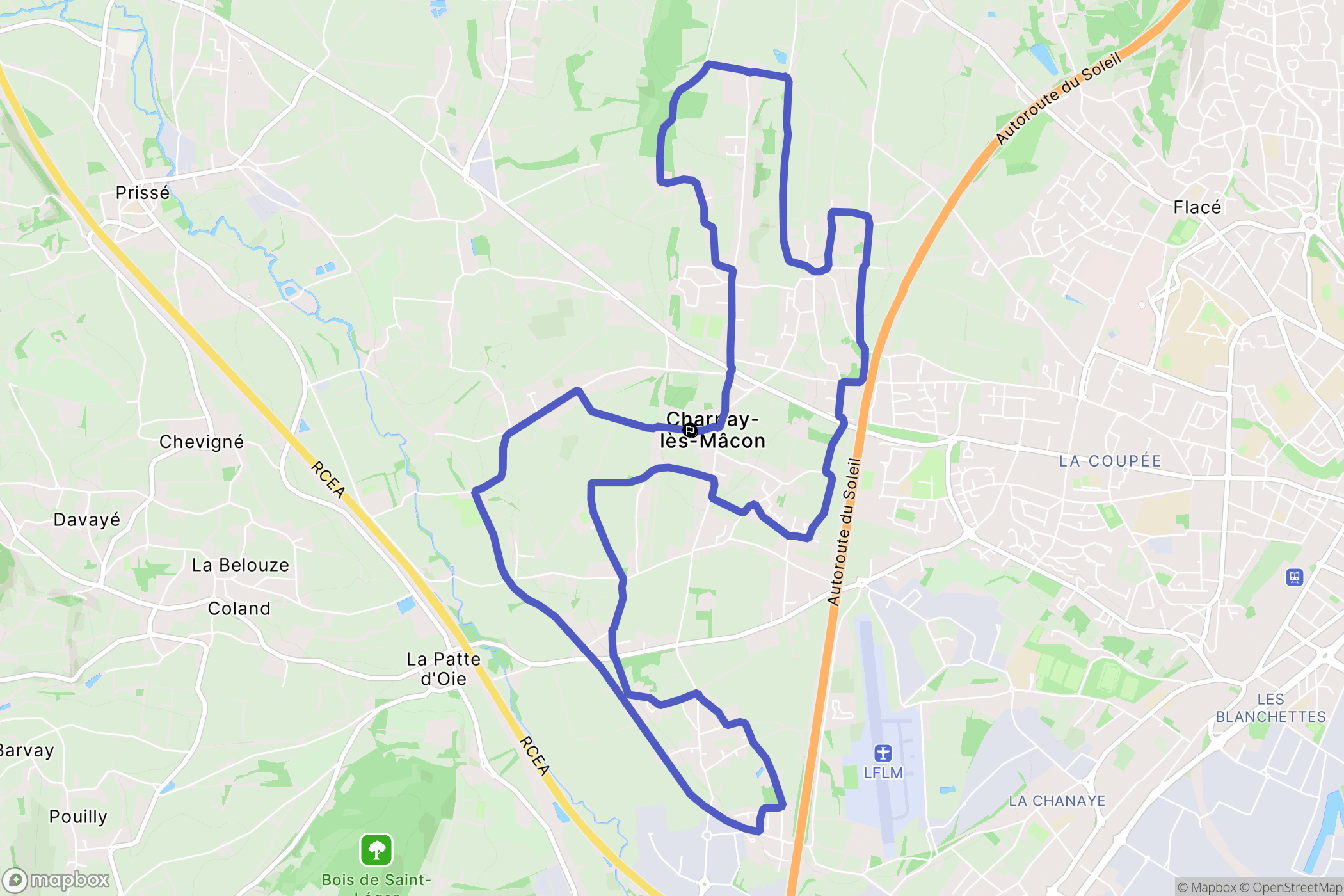 Charnay-lès-Mâcon : carte du parcours de randonnée - France