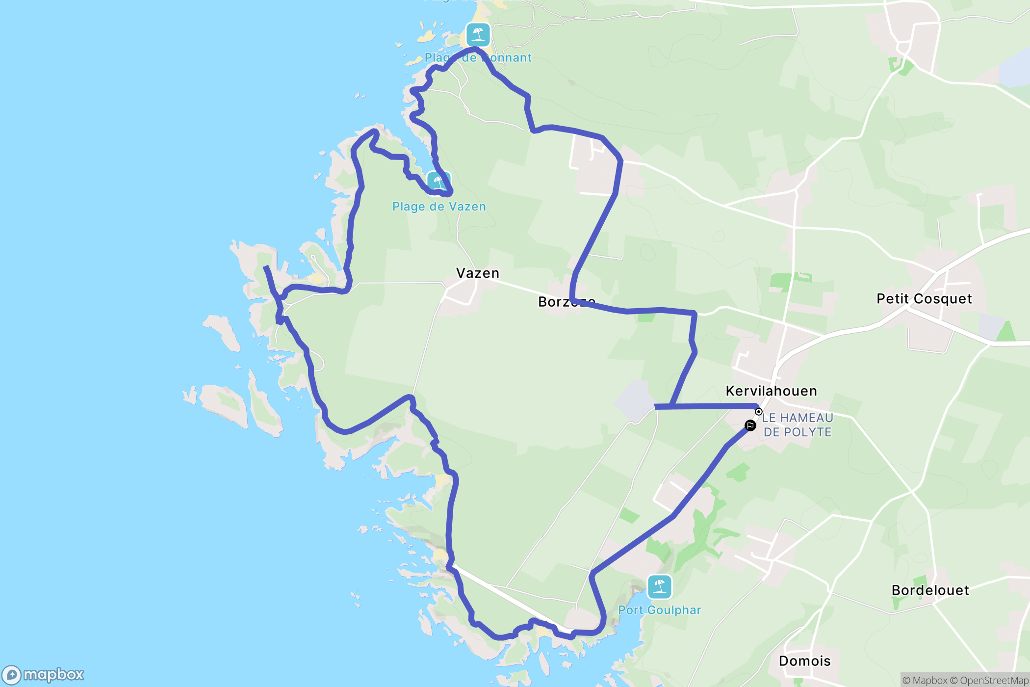 Bangor : carte du parcours de randonnée - France