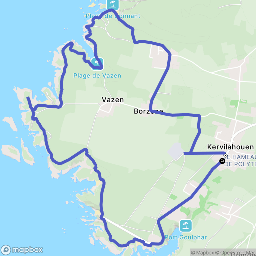 Bangor : carte du parcours de randonnée - France