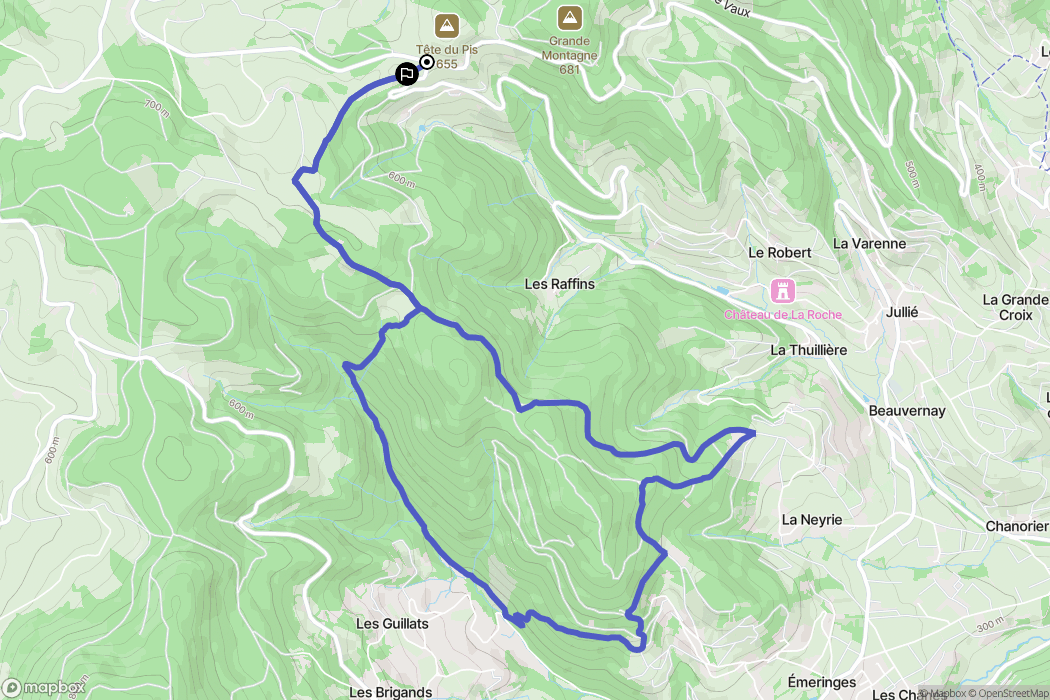 Cenves : carte du parcours de randonnée - France