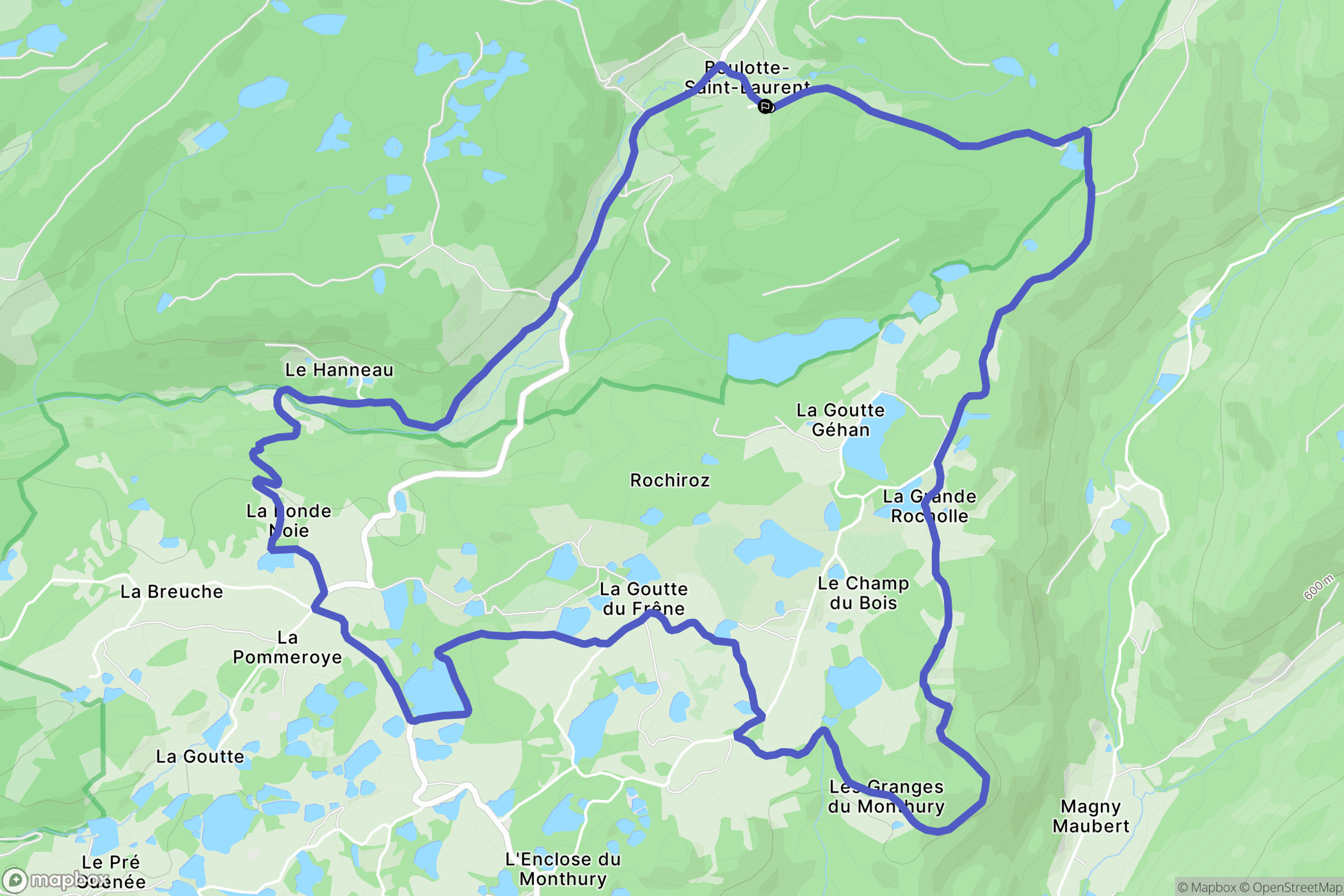 Beulotte-Saint-Laurent : carte du parcours de randonnée - France