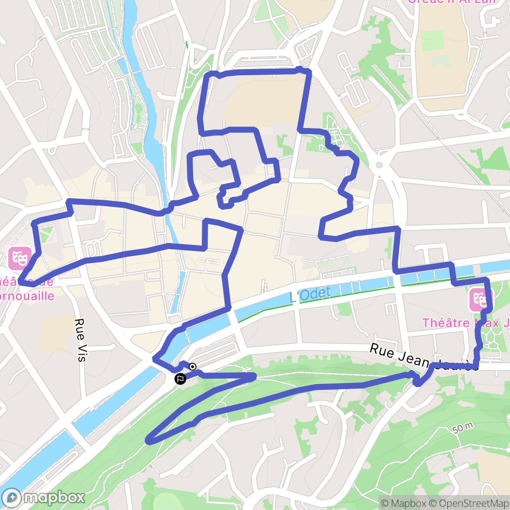 Quimper : carte du parcours de randonnée - France