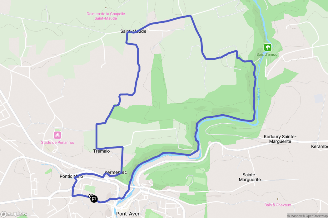 Pont-Aven : carte du parcours de randonnée - France