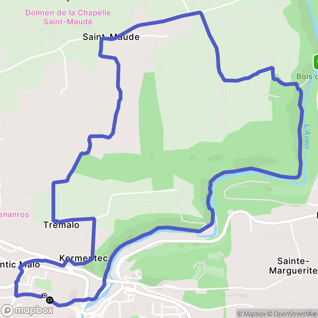 Pont-Aven : carte du parcours de randonnée - France