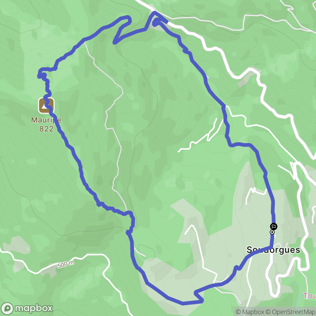 Soudorgues : carte du parcours de randonnée - France