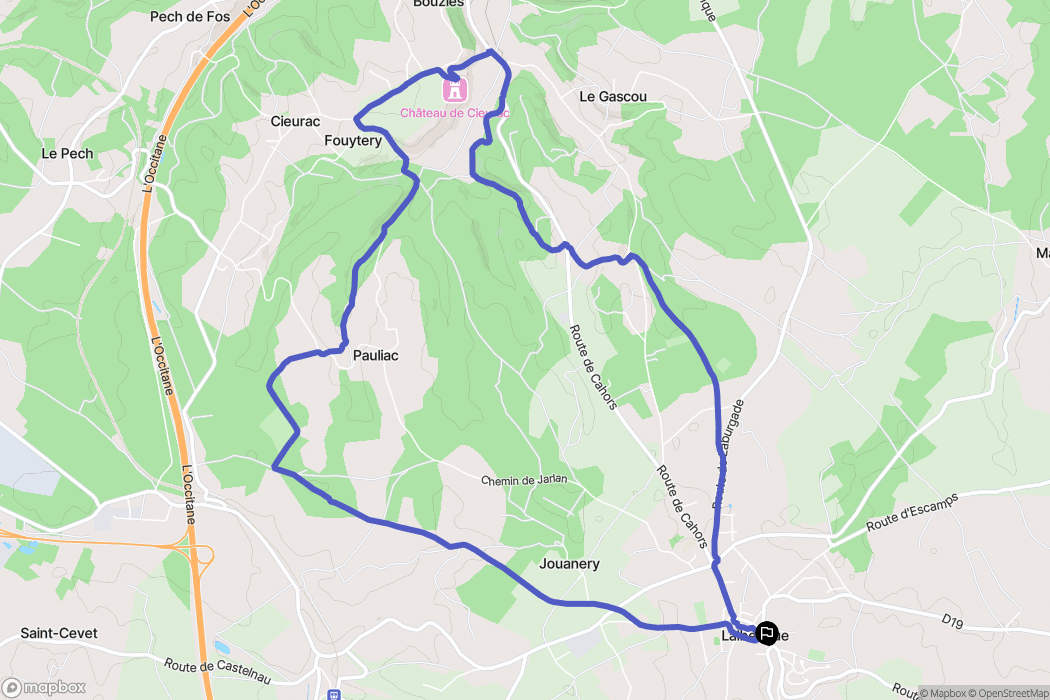Lalbenque : carte du parcours de randonnée - France