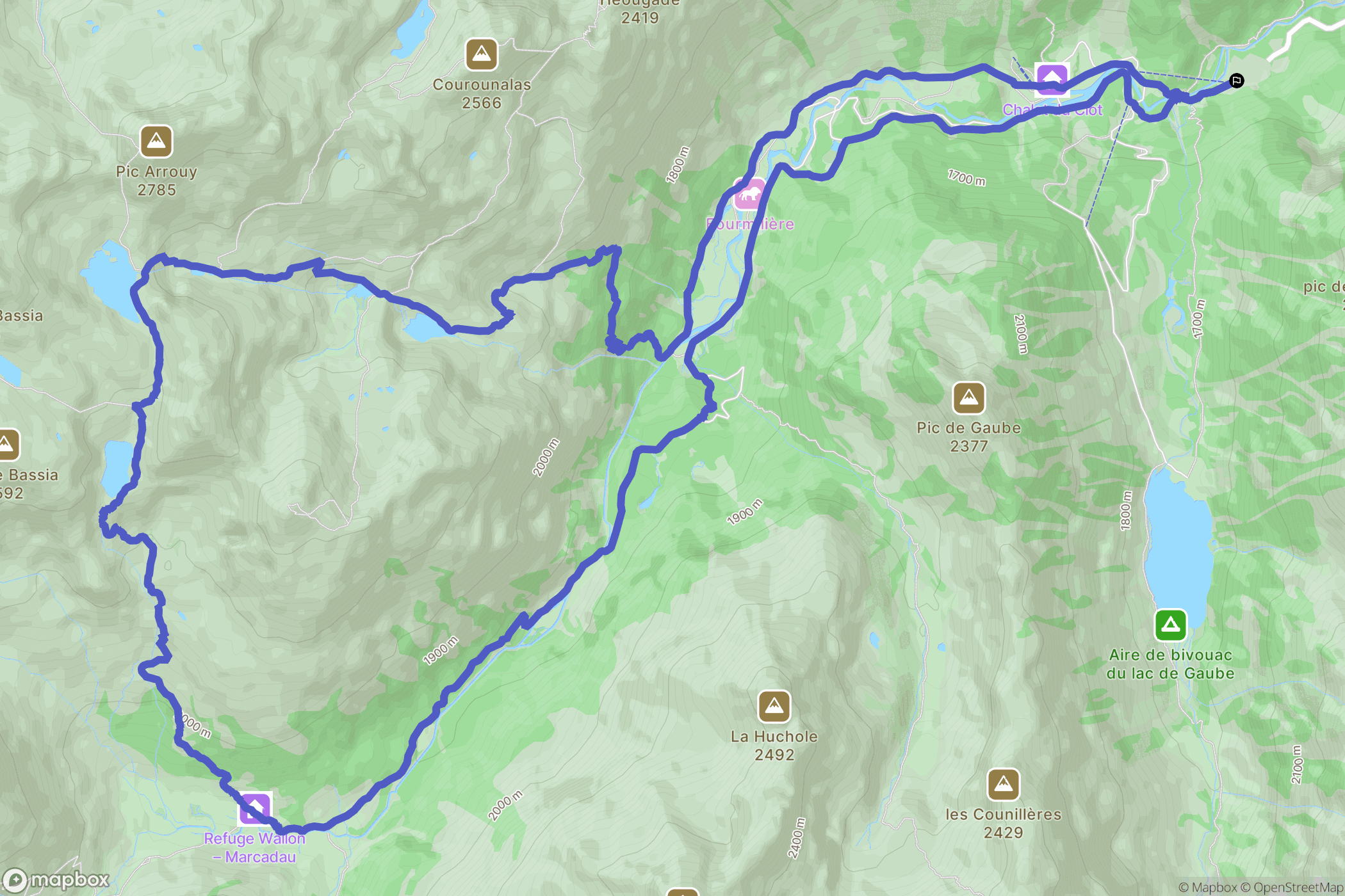 Cauterets : carte du parcours de randonnée - France