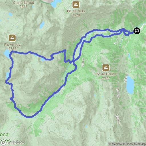 Cauterets : carte du parcours de randonnée - France