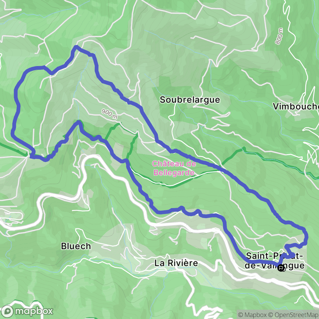 Saint-Privat-de-Vallongue : carte du parcours de randonnée - France