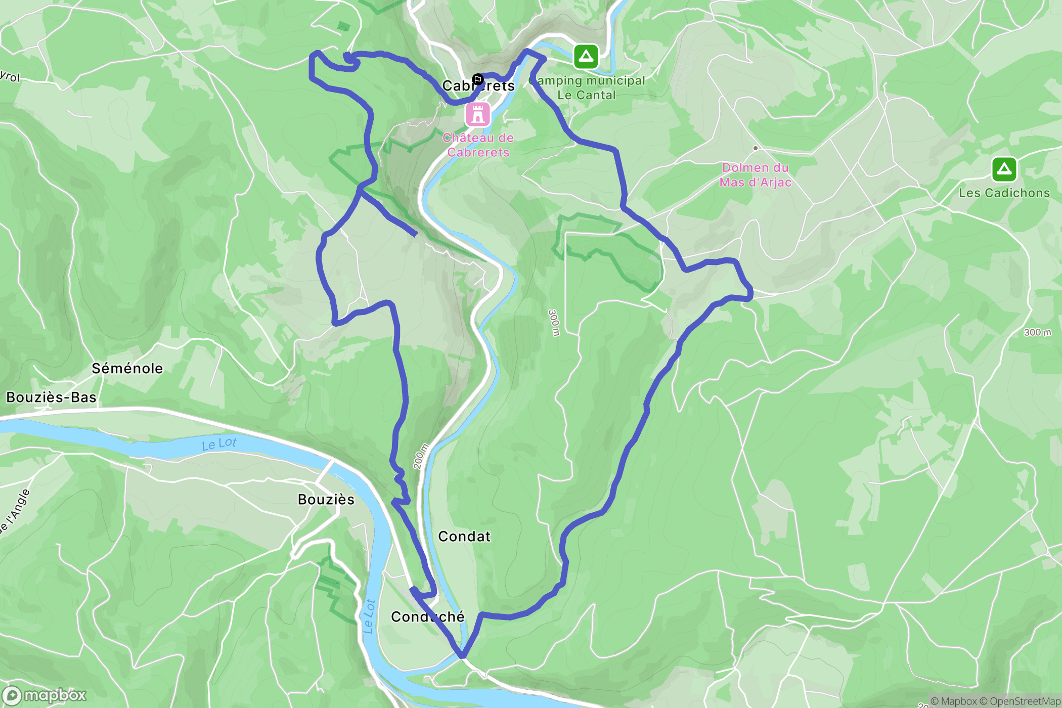 Cabrerets : carte du parcours de randonnée - France