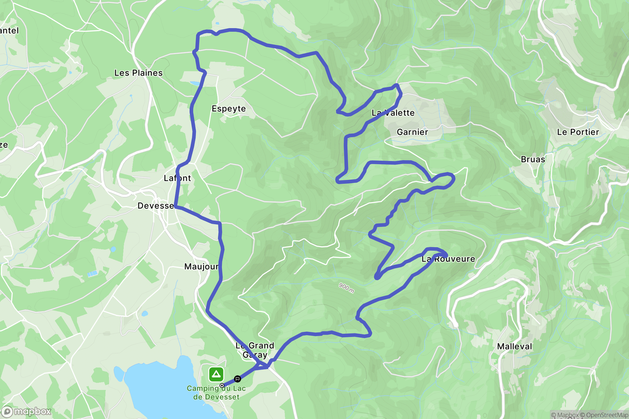 Devesset : carte du parcours de randonnée - France
