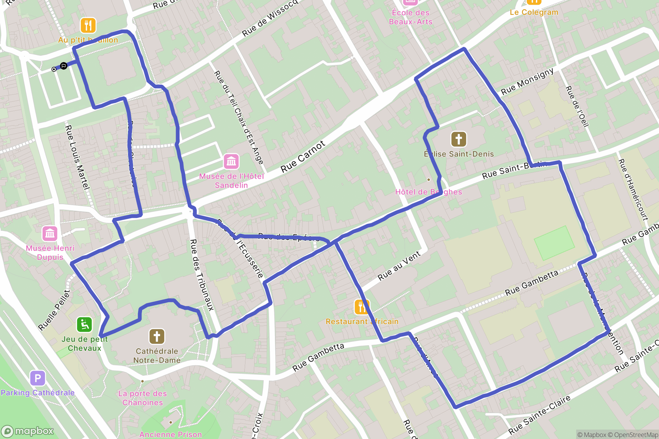 Saint-Omer : carte du parcours de randonnée - France