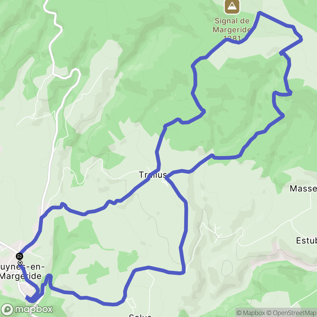 Ruynes-en-Margeride : carte du parcours de randonnée - France