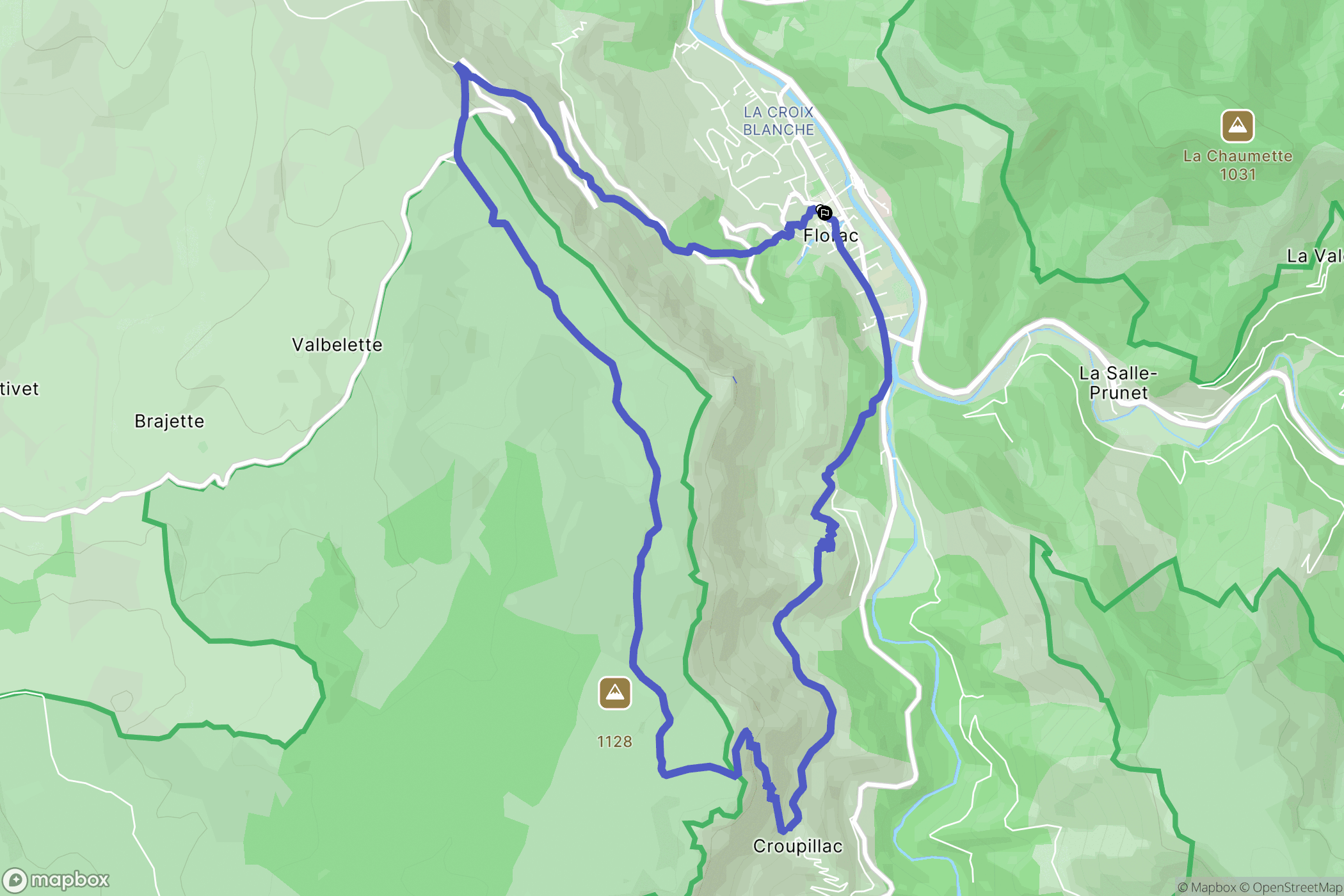 Florac : carte du parcours de randonnée - France
