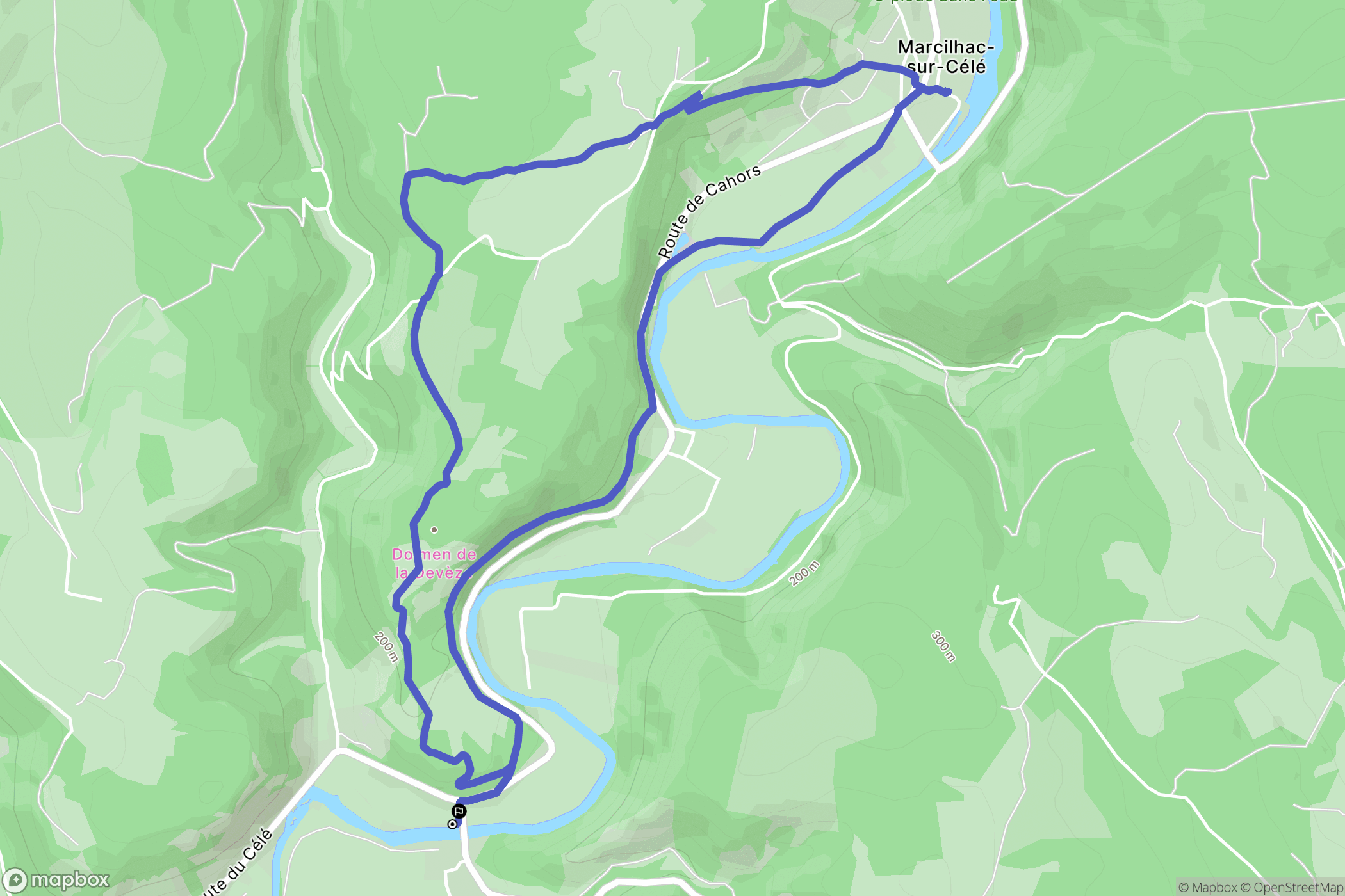 Marcilhac-sur-Célé : carte du parcours de randonnée - France