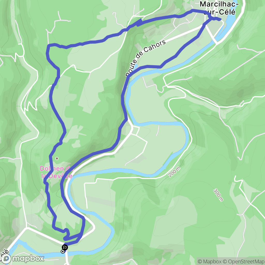 Marcilhac-sur-Célé : carte du parcours de randonnée - France