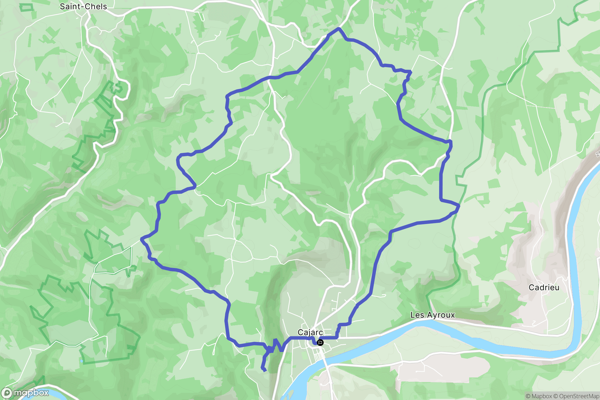 Cajarc : carte du parcours de randonnée - France