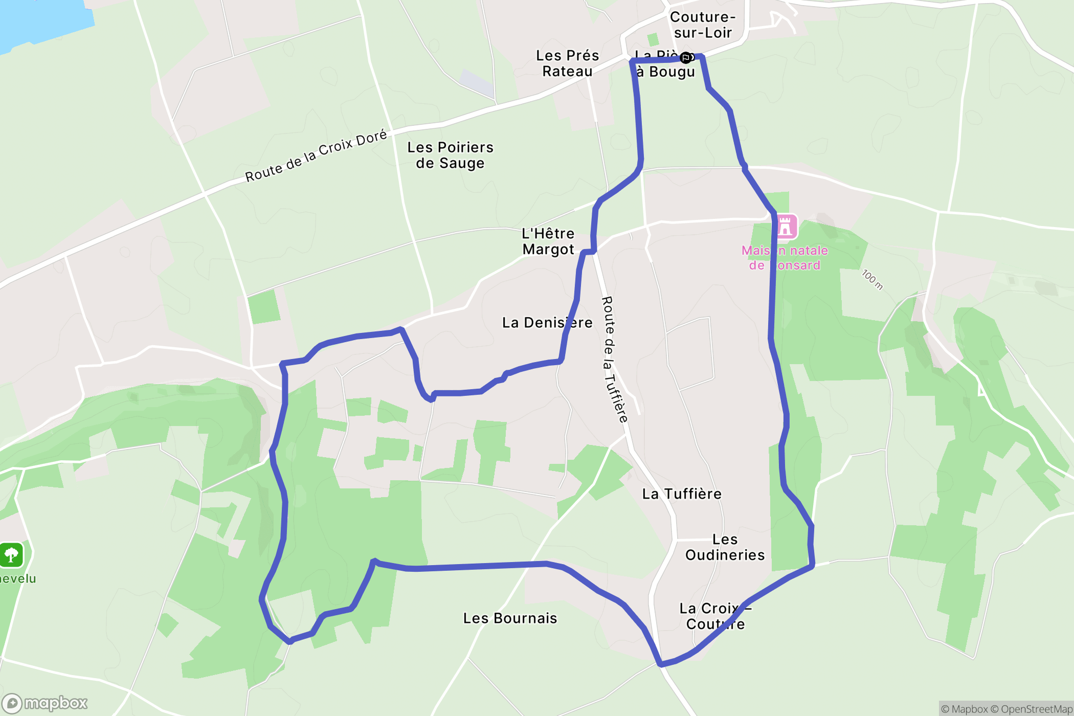 Couture-sur-Loir : carte du parcours de randonnée - France