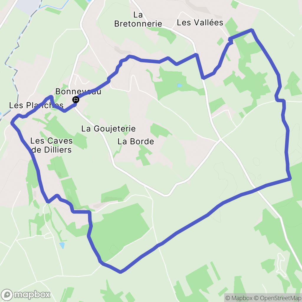 Bonneveau : carte du parcours de randonnée - France