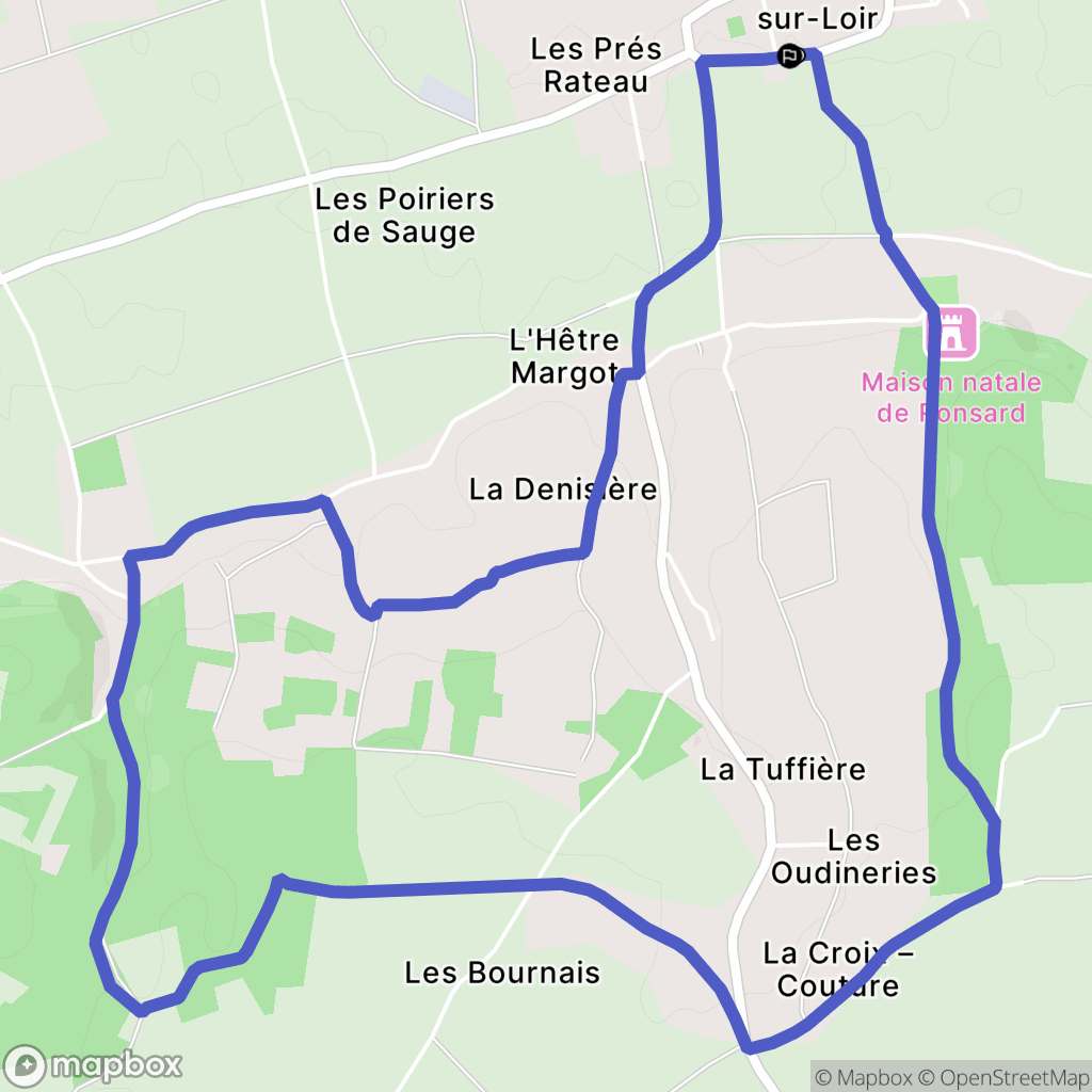 Couture-sur-Loir : carte du parcours de randonnée - France