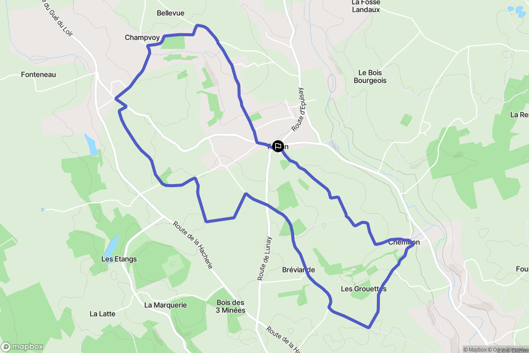 Fortan : carte du parcours de randonnée - France
