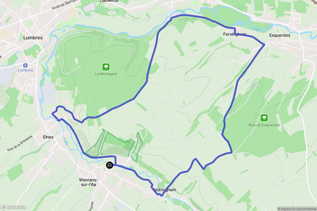 Wavrans-sur-l'Aa : carte du parcours de randonnée - France