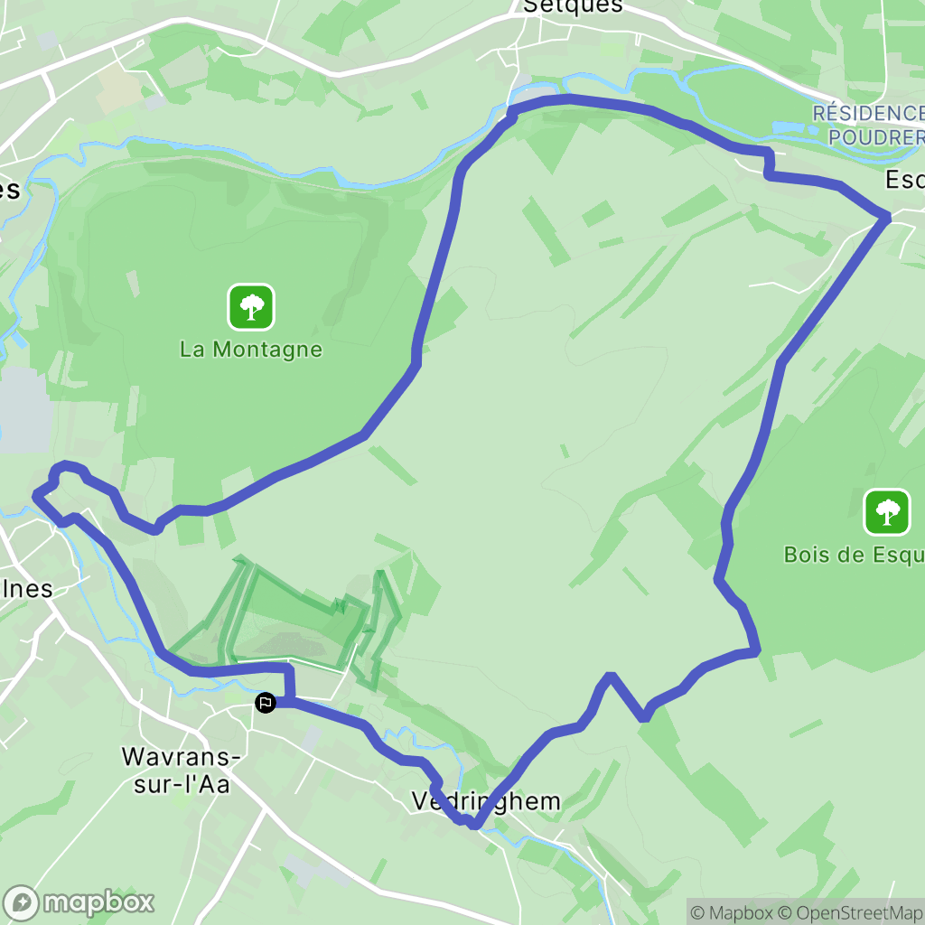 Wavrans-sur-l'Aa : carte du parcours de randonnée - France