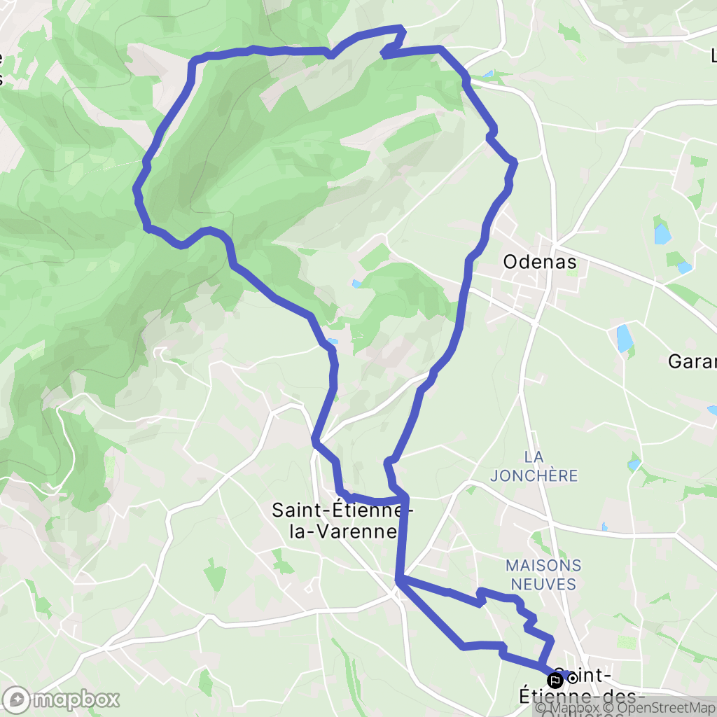 Saint-Étienne-des-Oullières : carte du parcours de randonnée - France