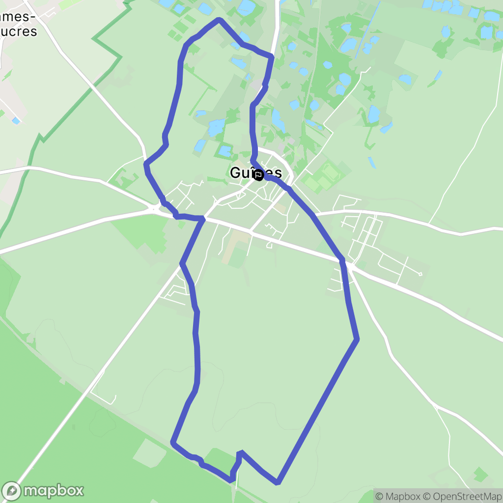 Guînes : carte du parcours de randonnée - France