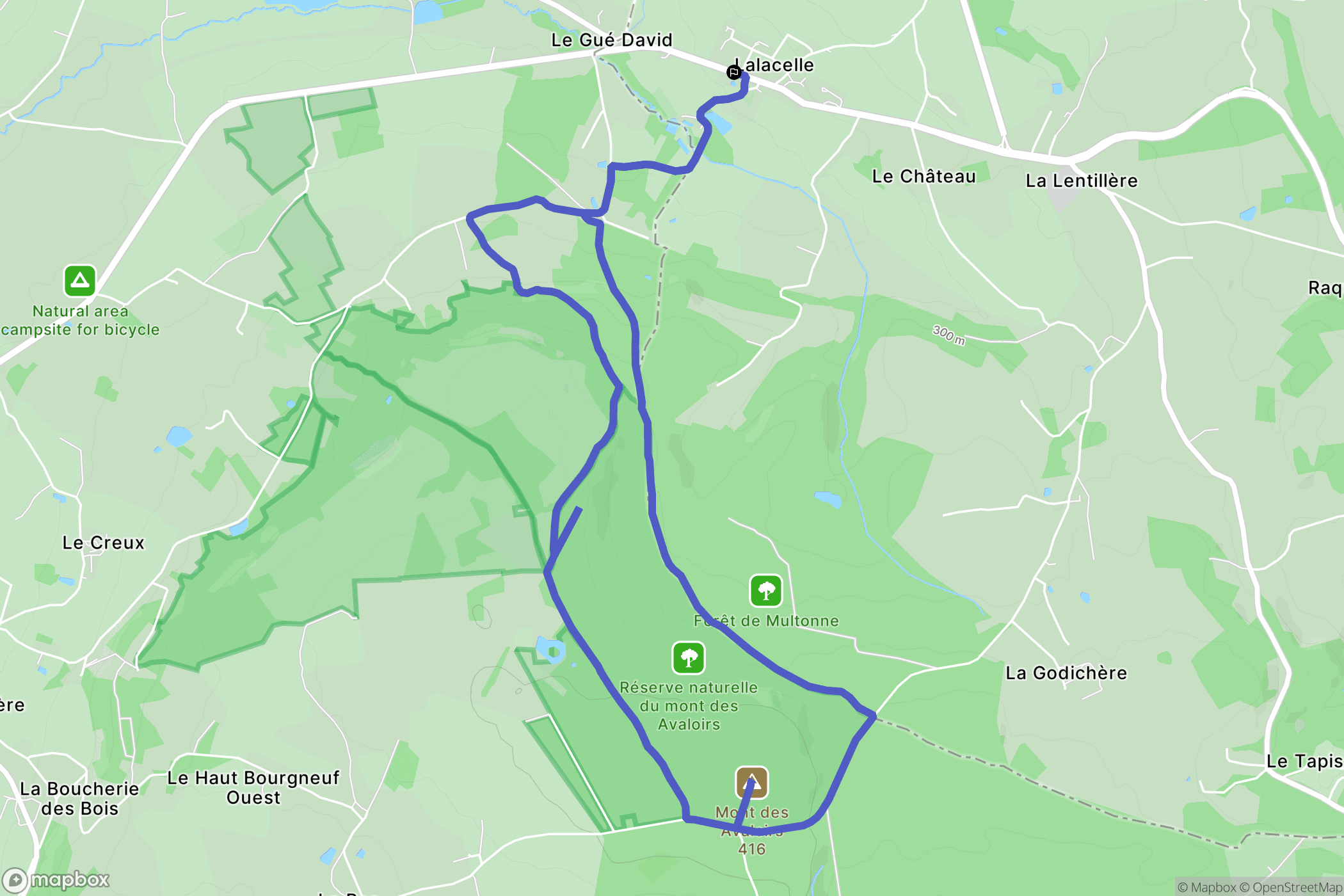 Lalacelle : carte du parcours de randonnée - France
