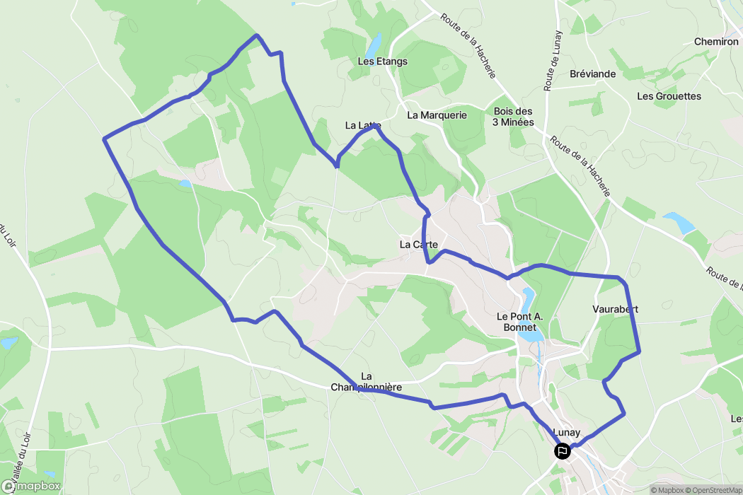 Lunay : carte du parcours de randonnée - France