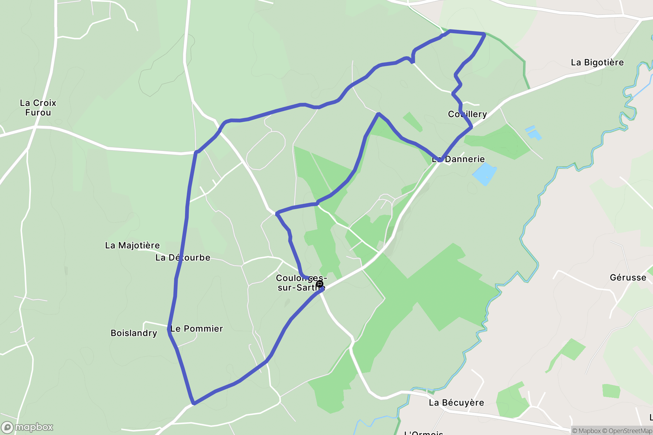 Coulonges-sur-Sarthe : carte du parcours de randonnée - France