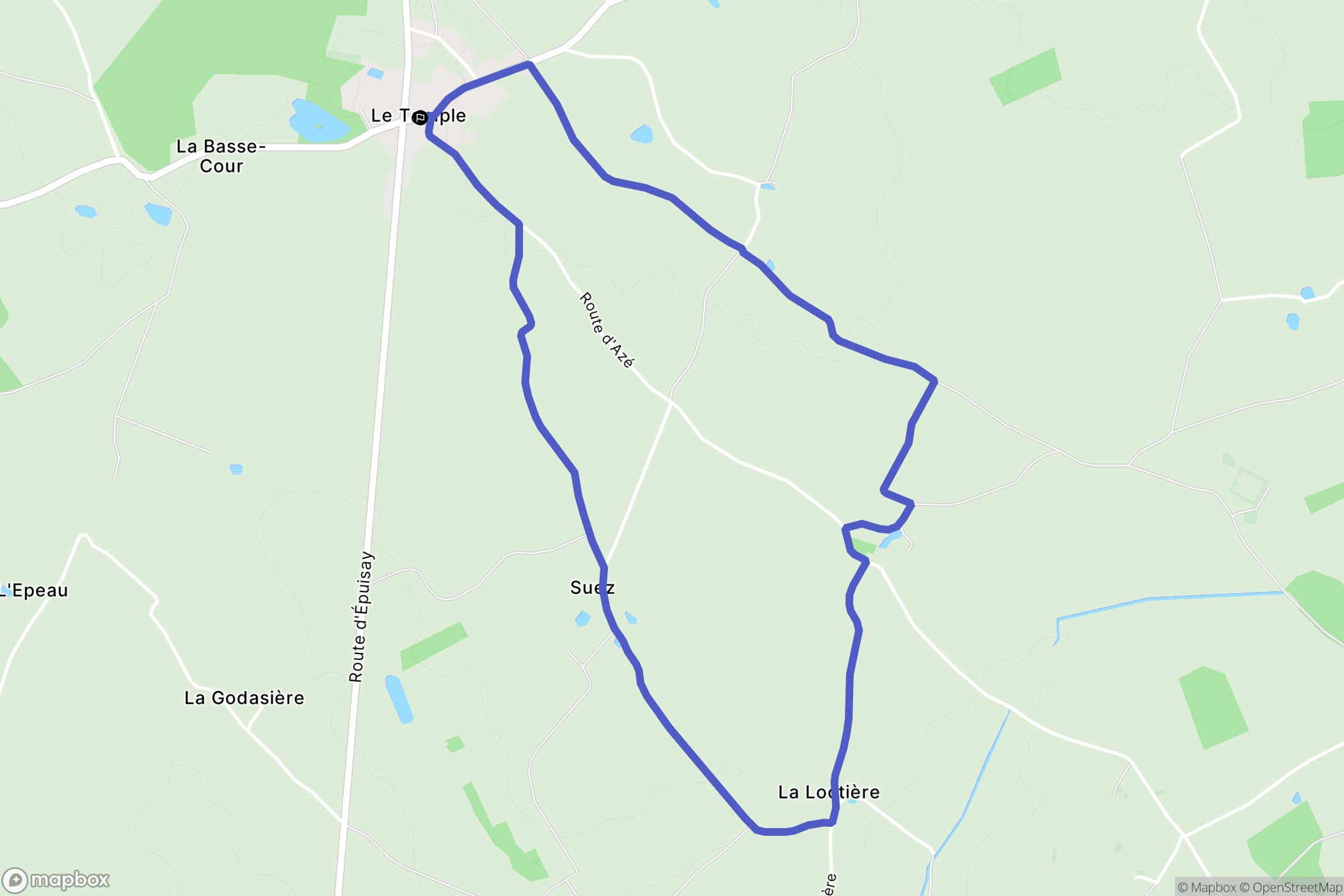 Le Temple : carte du parcours de randonnée - France