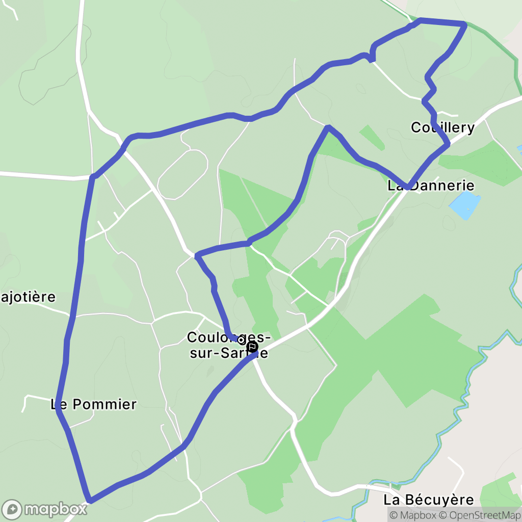 Coulonges-sur-Sarthe : carte du parcours de randonnée - France
