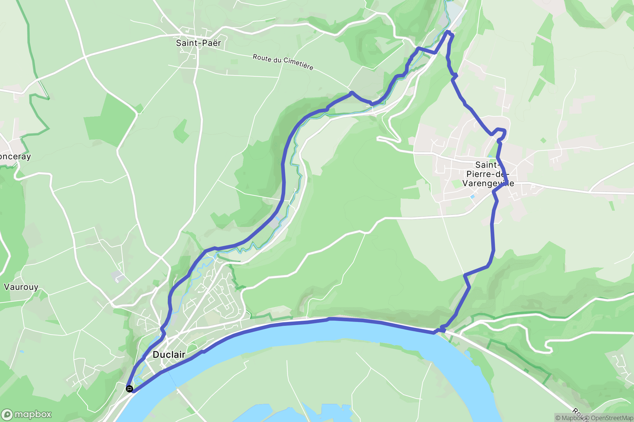 Duclair : carte du parcours de randonnée - France