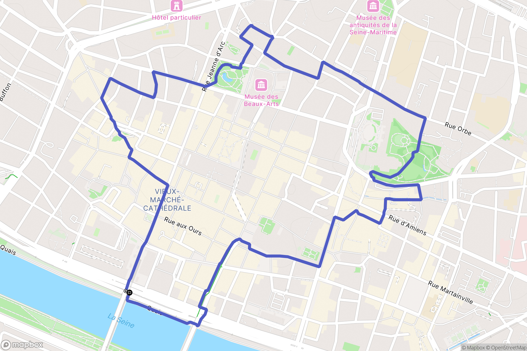 Rouen : carte du parcours de randonnée - France