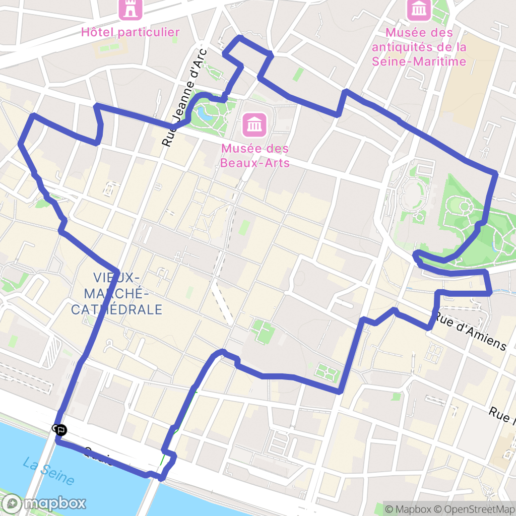 Rouen : carte du parcours de randonnée - France