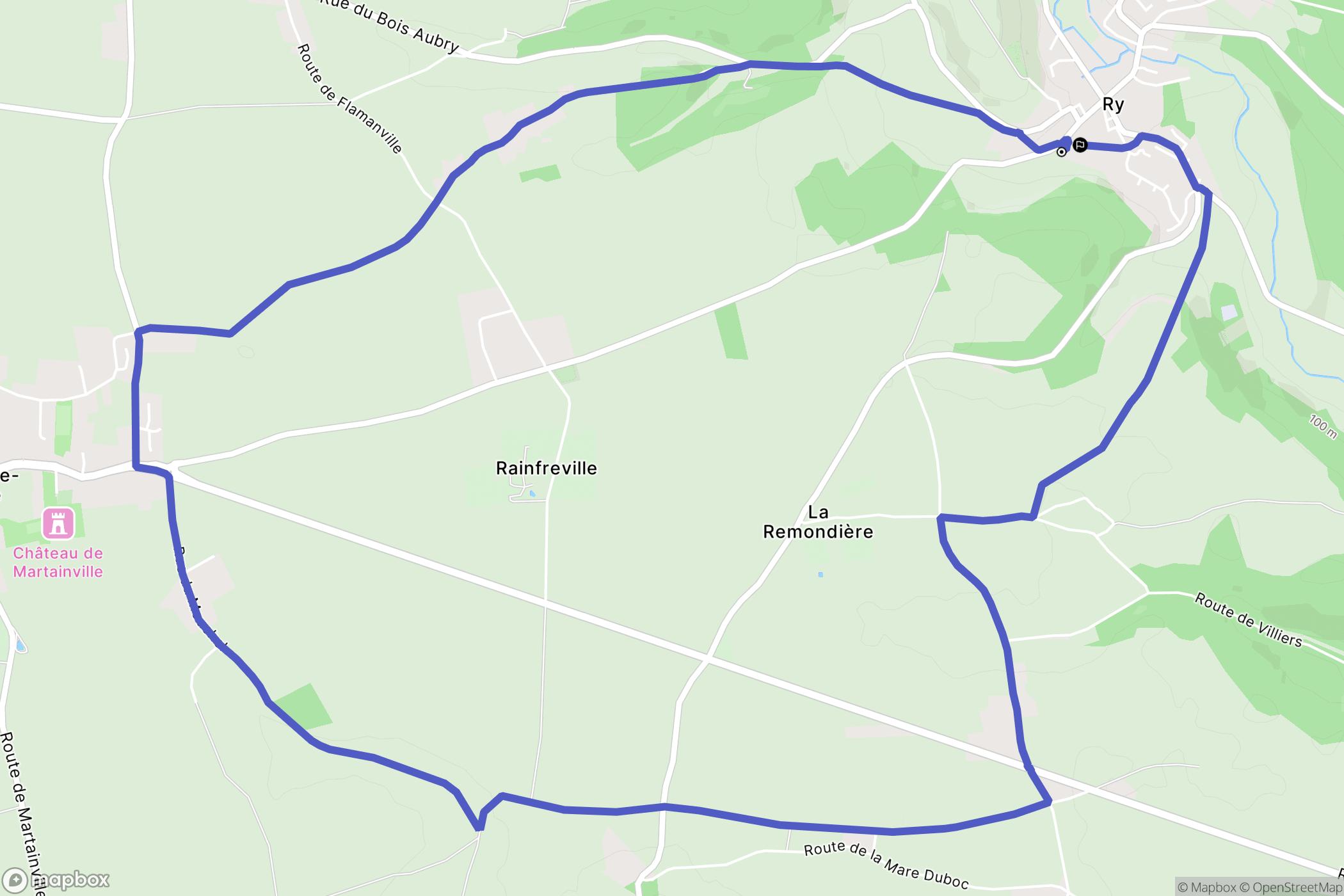 Ry : carte du parcours de randonnée - France
