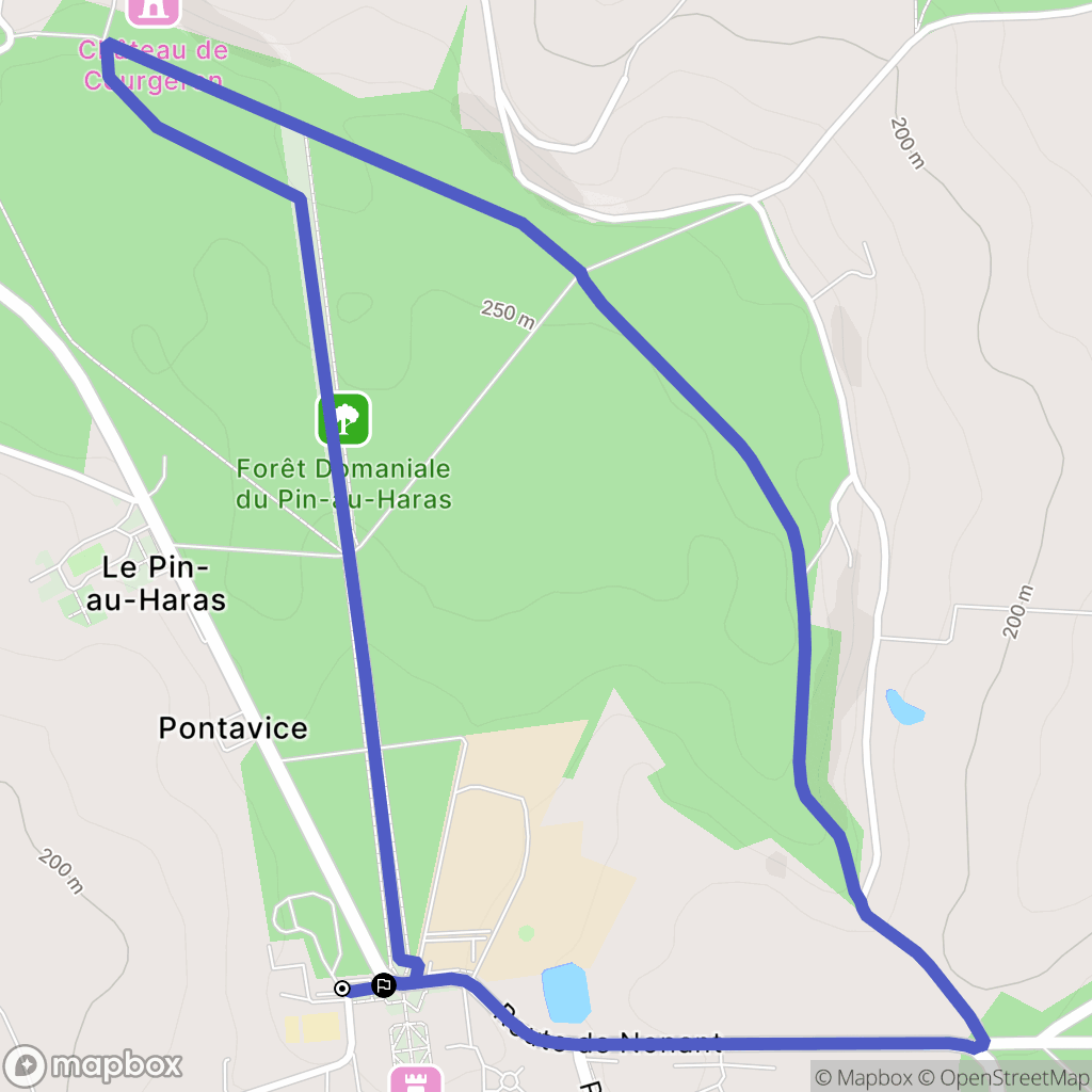 Le Pin-au-Haras : carte du parcours de randonnée - France